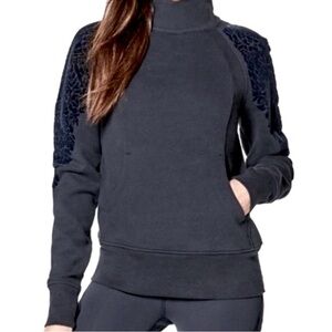 Lululemon Black Floral Flocked Pullover Sweatshirt